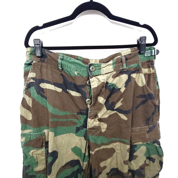 Vintage Woodland Camo Military Trousers Poplin Combat Tropical Size M Regular - Picture 5 of 12